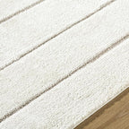 Livabliss x Our PNW Home Cascade Minimalist Striped Area Rug, 5'3" x 7', Striped Ivory/Taupe