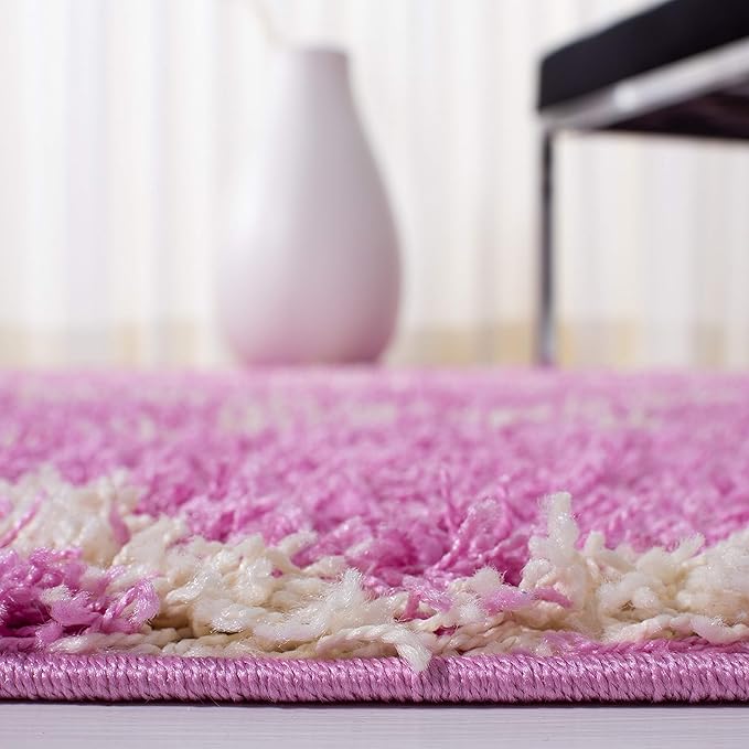 SAFAVIEH Dallas Shag Collection Accent Rug - 3' x 5', Pink & Ivory, Trellis Design, Non-Shedding & Easy Care, 1.5-inch Thick Ideal for High Traffic Areas in Entryway, Living Room, Bedroom (SGD257I)