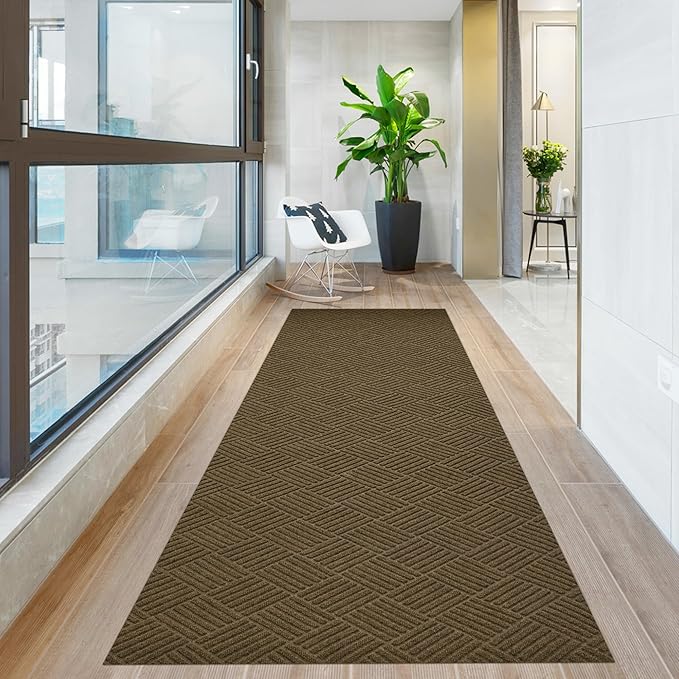 jxgzyy Runner Rug 3'11" x 9'10", Commercial Front Door Mat, Heavy Duty Indoor Outdoor Doormat, Outdoor Mats for Entrance, Non-Slip Entry Mat for High Traffic Area