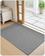 Color&Geometry Small Ultra Thin Indoor Door Mat Non Slip Rubber Backed Dirt Trapper 17"x30"(Rolled-up NO Creases), Rugs for Entryway, Front Door Mat Indoor Washable Low-Profile Entry Mat, Light Grey