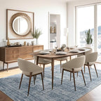 5x7 Area Rugs Blue Low Pile Indoor Washable Trendy Faded Style Rugs for Bedroom Living Room Dining Room Foldable Non-Slip Thin Print Mat
