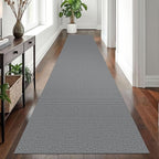 EARTHALL Washable Runner Rug 2.6x12 Ft Non Slip Runners for Hallways Cotton Rubber Backed Kitchen Runner Braided Indoor Floor Carpet Runners for Entryway, Hallway, Kitchen, Bedroom, Charcoal Gray