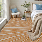 Boho Sun Print Area Rug for Living Room 8x10, Modern Abstract Non-Slip Washable Rugs, Soft Stripe Minimalism Carpet for Bedroom, Nursery, Entryway, Dining Room & Office Decor, Orange White