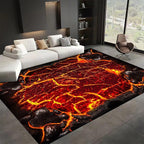 Visual Illusion Lava Area Rug, 3x4ft, 3D Red Flame Volcanic Rock Carpet for Living Room, Fade Resistant Absorbent Floor Mat, No Crease Foldable Soft Low Pile Rugs for Bedside Hallway