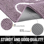 Smiry Dog Door Mat for Muddy Paws, Absorbent Dirt Trapper Non Slip Quick Dry Washable Chenille Mat for Mud Dogs, Entry Rug for Indoor and Outdoor (36x24 Inches, Deep Plum and White)