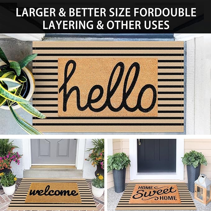 KOZYFLY Brown and Black Striped Porch Rug 27.5x43 Inches Area Rug Washable Outdoor Doormat Front Door Mat Cotton Striped Indoor Outdoor Rugsfor Front Door Kitchen Entryway Patio Porch