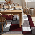 Rugshop Modern Geometric Boxes Red Area Rug, Non-Shedding Carpet for Living Room, Large Bedroom, or Open Spaces, 9' x 12'