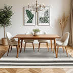 KOZYFLY Black and Beige Striped Rug 5x8 Ft Area Rug Washable Indoor Outdoor Rug Cotton Outdoor Patio Rugs Farmhouse Rugs Living Room Carpet for Patio Dining Room Bedroom