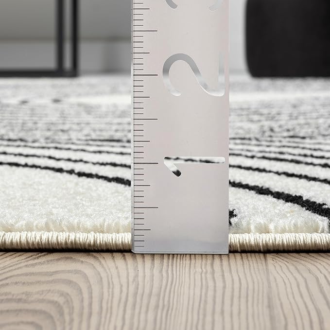 Abani Nuevo Beige Black Swirls Modern Area Rug 9' x 12' for Living Room, Bedroom - Abstract Design - Durable & Easy to Clean