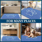 OLANLY Dog Door Mat for Muddy Paws 48x30, Paw Print Design, Absorbs Moisture and Dirt, Absorbent Non-Slip Washable Doormat, Quick Dry Chenille Mud Mat, Entry Indoor Entryway Carpet, Cornflower Blue