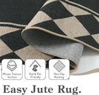 Moynesa Easy Jute Hallways Runner Rugs Washable 2.5x8 Entryway Rug Runners for Kitchen Black Checkered Indoor Outdoor Carpet for Entryway Patio, Diamond Grid Mat for Bathroom Bedroom Laundry