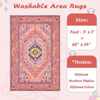 SERISSA Area Rugs 5X7 Nursery Rug for Baby Girl, Washable Non-Slip Boho Rug for Living Room, Ultra Soft Cute Fuchsia Pink Rugs for Bedroom Playroom Kids Room Dining Room Office Dorm Decor
