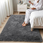 Zentavio Area Rugs for Living Room Grey Rugs for Bedroom 4x6 Carpet Fluffy Furry Soft Shag Aesthetic Plush High Pile Gray Throw Rug for Nursery Kids Room Dorm