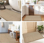 Small Bathroom Rugs,18"x30" Non Slip Brown Braided Bath Mat for Bathroom Floor,Washable Luxury Bath Rug for Tub Soft Boho Absorbent Shower Mat