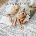 Washable Area Rug 8x10, Large Soft Rugs for Living Room Farmhouse Vintage Gray Area Rugs for Bedroom Dining Room Non-Slip Stain Resistant Under Table Rug Grey
