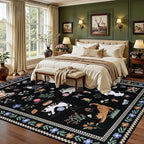 9x12 Area Rugs Living Room Rug: Vintage Washable Rug Floral Soft Carpet Indoor Floor Non-Slip Boho Stain Resistant Large Carpets for Bedroom Kids Nursery Dining Room Farmhouse Home Office Black/C01
