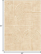 Washable Area Rug 5x7 - Boho Living Room Rug Soft Bedroom Rug Ultra-Thin Orange Modern Abstract Rainbow Dining Room Rugs Indoor Carpet for Living Room Nursery Room Home Decor