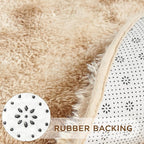 Andency Tie-Dyed Beige Round Area Rug for Living Room, 5x5 ft Shag Rug for Bedroom, Fluffy Circle Carpet for Home Decor, Room, Fuzzy Plush Circular Rug for Dorm Playroom