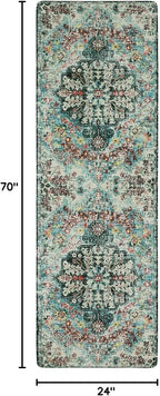Lahome Bohemian Floral 2x6 Washable Hallway Runner Rug, Non Slip Kitchen Laundry Hallway Rug Runner, Pet Friendly Bathroom Indoor Carpet Runners for RV Camper Entrance Bedroom
