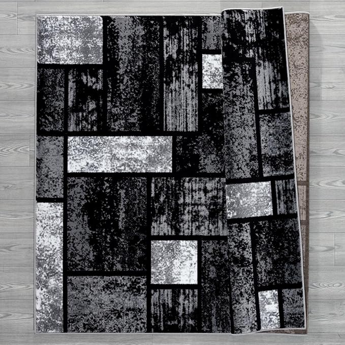 LUXE WEAVERS Modern Geometric Squares 10007 Gray 5x7 Area Rug