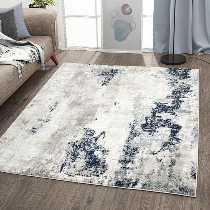 LUXE WEAVERS Kimberly Collection Ivory 4x5 Modern Abstract Area Rug