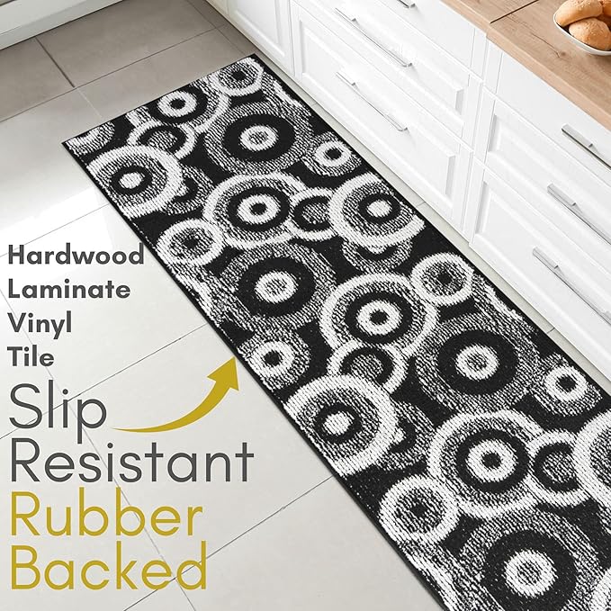 Custom Size Black Hallway Runner Rug | Cut to Length 2'3" x 6' (Runner) | Non-Slip & Machine Washable | REMNAZ