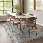 Grey Neutral Area Rug 6x9, Vintage Gray Rugs for Living Room Bedroom, Washable Non Slip Low Pile Thin Carpet Rug for Dining Room Guest Room Home Office