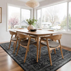 Washable Charcoal 5x8 Area Rugs, Vintage Earth Tone Dark Muted Black and Grey Carpet for Living Room Bedroom, Low Pile Thin Rug with Non Slip Rubber Backing for Dining Room Home Office