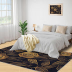 Rose Rugs for Bedroom - 3x5 Area Rug - Black Gold Flowers Rugs for Living Room, European Light Luxury Flowers Rug, Washable Home Decor Carpet