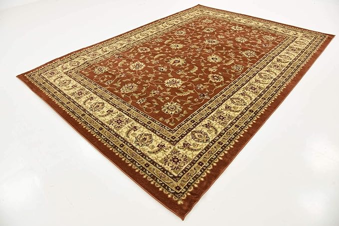 Unique Loom Voyage Collection Traditional Oriental Classic Intricate Design Area Rug (7' 0 x 10' 0 Rectangular, Terracotta/Ivory)