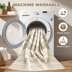 Nakagishi Runner Rug Kitchen Washable Rugs: 3x8 Non-Slip Boho Soft Modern Stain Resistant Indoor Floor Neutral Farmhouse Throw Carpet for Hallway Bathroom Laundry Room Entryway Bedroom- Brown
