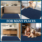 OLANLY Dog Door Mat for Muddy Paws 24x16, Absorbs Moisture and Dirt, Absorbent Non-Slip Washable Doormat, Quick Dry Chenille Mud Mat for Dogs, Entry Indoor Entryway Carpet for Inside Floor, Dark Blue