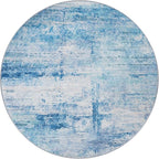 Round 4ft Area Rug Modern Abstract Washable Carpet for Living Room Entryway Dining Room Home Office - Abstract Teal Grey