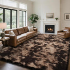 Fluffy Rug Shaggy Area Rug, Mottling Brown 9x12 Area Rugs for Living Room, Large Shag Area Rugs for Bedroom Kids Room Home Decor, Upgrade Anti-Skid Rectangular Fuzzy Rugs