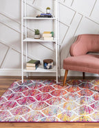 Rugs.com Lattice Frieze Collection Rug – 3' 3 x 5' 3 Multi Medium Rug Perfect for Living Rooms, Large Dining Rooms, Open Floorplans