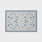 EVERGRACE Area Rugs for Living Room 4x6, Boho Floral Faux Wool Indoor Outdoor Rugs, Washable Rugs for Bedroom Entryway Dining Room Hallyway, Low Pile Floor Mat Carpet for Home Decor, Porcelain Blue