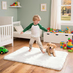 2x3 Solid Fluffy White Area Rug – Washable, Durable, Small Bedroom Rug, Non-Slip High Pile Shag Rugs for Living Room, Bedroom, Bedside, Dorms,Grils Rooms, Kids Room, Soft Indoor Floor Carpet