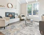 8x10 Area Rug Living Room Rugs - Washable Neutral Modern Abstract Soft Thin Large Rug Indoor Floor No Slip Rug Carpet for Bedroom Under Dining Table Home Office Decor - Blue Grey