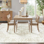 5x7 Area Rugs Washable Rugs for Living Room, Vintage Boho Rug Non-Slip Soft Floral Distressed Rug Low Pile Stain Resistant Carpet for Bedroom Nursery Office Dining Room Farmhouse Dorm(Beige, 5'x7')