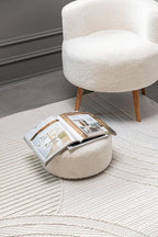 CAMILSON Micro Loop Rug 6x9 Modern Luxury Geometric Arch Area Rugs Soft High and Low Pile Stain Resistant Easy-Cleaning Non-Shedding for Living Room Office Indoor Carpet (6 x 9 / White)