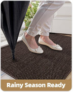 Color&Geometry Ultra-Thin Indoor Door Mat, 21"x31" Low-Profile Non-Slip Entryway Rug with Modern Geometric Texture, Washable Doormat for Entrance, Front Doors, Brown (FOLD)