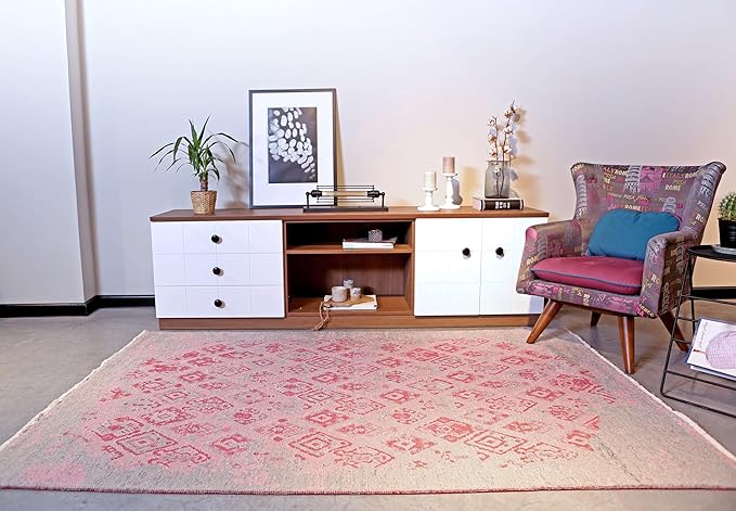 Alfa Rich 4x6 Pink Gray Reversible Washable Area Rugs for Living Room Bedroom Kitchen Decor Rug