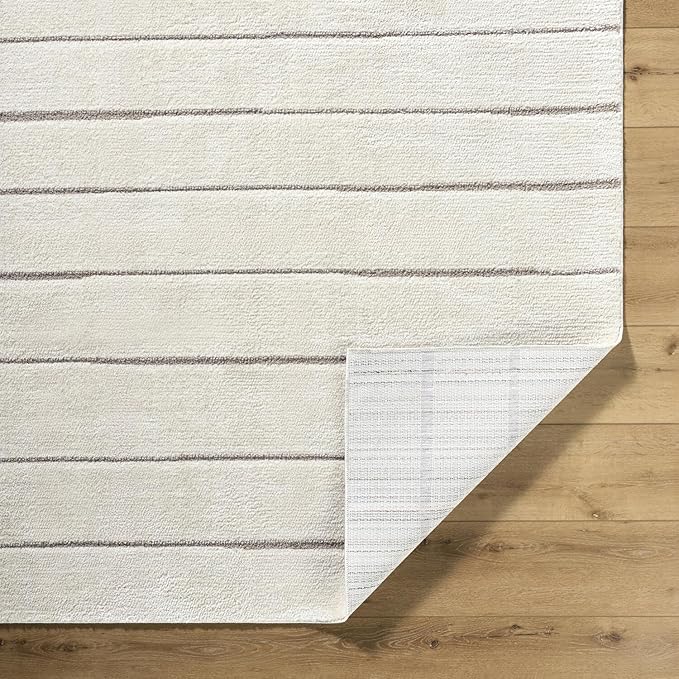 Livabliss x Our PNW Home Cascade Minimalist Striped Area Rug, 2'7" x 10', Striped Ivory/Taupe