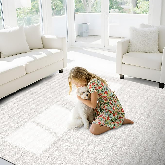 CAMILSON Modern White Non Slip Rug 3x5 Ultra Soft High Pile Area Rugs Non Skid Rubber Backing Durable & Easy to Clean Carpet for Living Room Bedroom Kids Room Indoor Use (3 x 5 White)