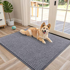 OLANLY Front Door Mat Indoor Outdoor Entrance, Waterproof Heavy Duty Doormat, Fade Resistant, Low Profile, Easy Clean Patio Porch Welcome Floor Mats for Entry, 40x32, Light Gray