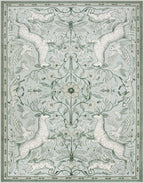 Lahome Boho Animal Washable Rugs for Living Room 8x10, Green Soft Rugs for Bedroom, Botanical Large Boho Non Slip Dining Room Carpet for Under Table Office Kids Playroom (8x10ft,Light Green)