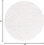 SAFAVIEH Tulum Collection Area Rug - 6'7" Round, Ivory & Light Grey, Moroccan Boho Tribal Design, Non-Shedding & Easy to Clean, Ideal for Living Room, Bedroom, Dining Space (TUL272G)
