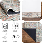 Keen Home Design 6x9 Rug - Machine Washable Area Rug with Non-Slip Backing, Ideal for Living Room, Dining Room, Bedroom - Vintage, Easy Clean, Durable, Low Pile Rug - (6' x 9')