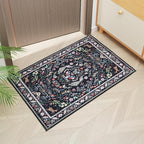 Entryway Rug 2x3 Rug Door Mat Indoor Entrance Washable Rug Small Non-Slip Low Pile Throw Rugs for Entryway, Kitchen, Front Door Indoor Entrance, Entry (Vibrant Black)