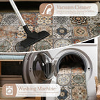 Washable Entryway Rug 3'x5 Non-Slip Backing Vintage Indoor Rug Low Pile Lighrweight Carpet for High-Traffic Indoor Entrance & Kitchen